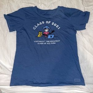 Brand new Life is Good 2021 graduate tshirt. Greyish-blue, unisex.